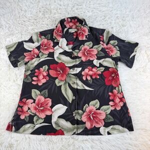 Tommy Bahama Women's Silk Hawaiian Floral Shirt Button Up Aloha Casual Medium